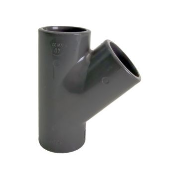 +GF+ PVC T-Stück 45° dunkelgrau