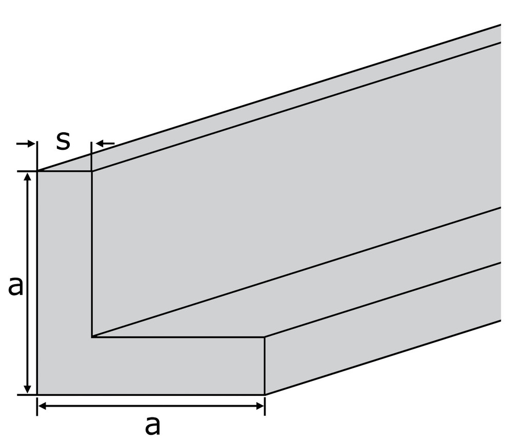 Alu-Winkel EN-AW 6060 (AlMgSi0,5) 30x30x2 mm gepresst T66 EZL 6 m