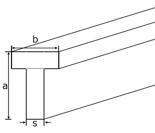 Aluminij-T-Profil EN-AW 6060 (AlMgSi0,5) 100x60x5 mm stisnjeno T66 dolžina 6m