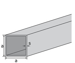 Aluminium square tube EN-AW 6060 (AlMgSi0,5) 100x100x3 mm extruded T66 factory length 6m